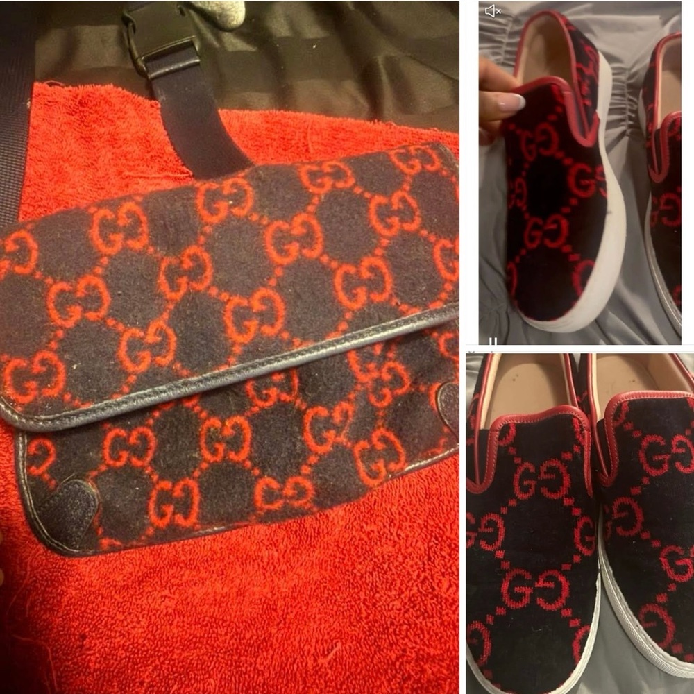 Gucci Black and Red Monogram Set